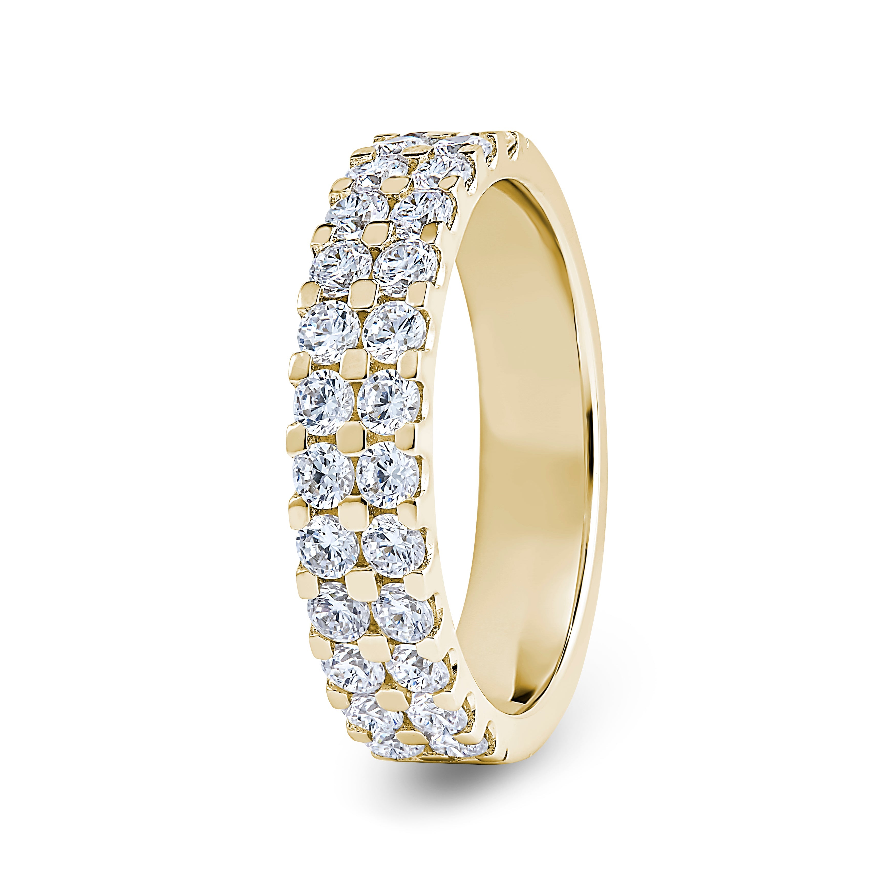 Round, Double Row, Yellow Gold Half Set Eternity Ring