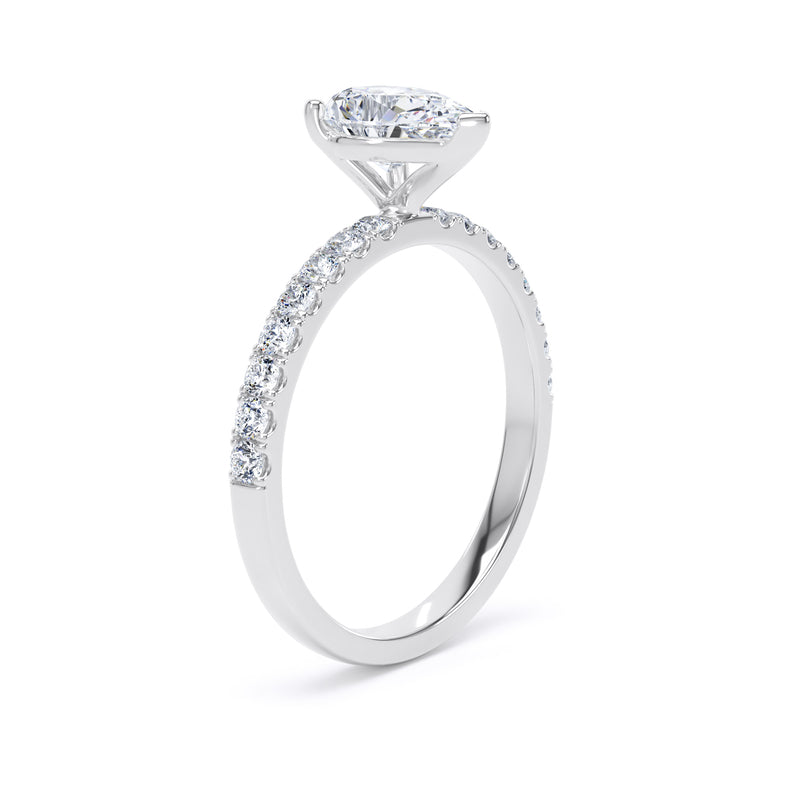 Pear Diamond Platinum Ring, Floating Head Shoulder Set | SMD DSP03