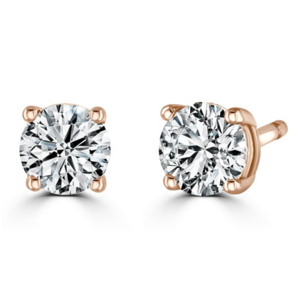 Round Diamond Earrings, 4 Claw Stud | RE1001