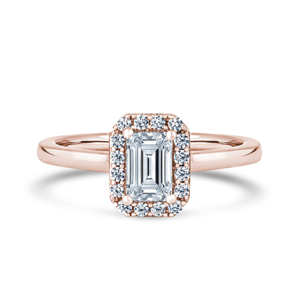 Halo Ring | Rose Gold, Emerald Diamond | EHP01 LGE