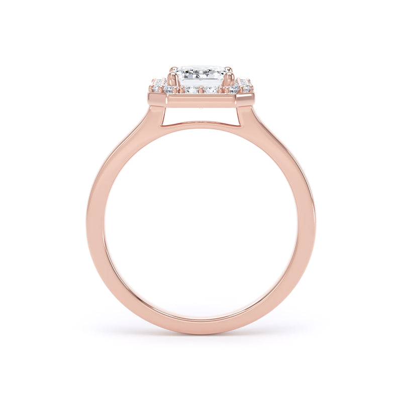 Halo Ring | Rose Gold, Emerald Diamond | EHP01 LGE