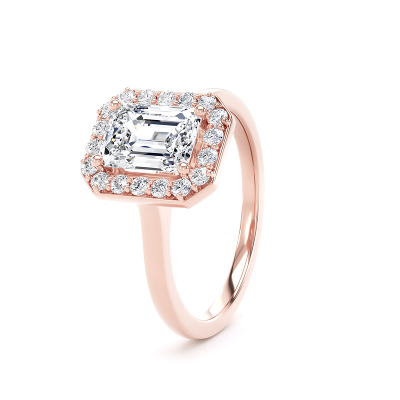 Halo Ring | Rose Gold, Emerald Diamond | EHP01 LGE