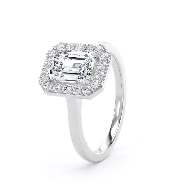 Halo Ring | Platinum, Emerald Diamond | EHP01 SME