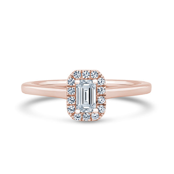 Halo Peekaboo Ring | Rose Gold, Emerald Diamond | EHP02 SME