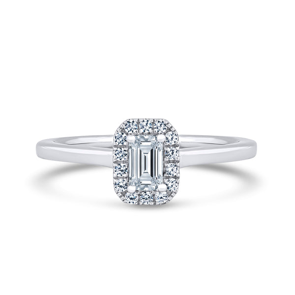 Halo Peekaboo Ring | White Gold, Emerald Diamond | EHP02 LGE