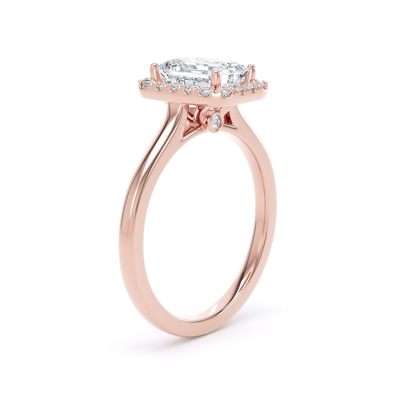 Halo Peekaboo Ring | Rose Gold, Emerald Diamond | EHP02 SME