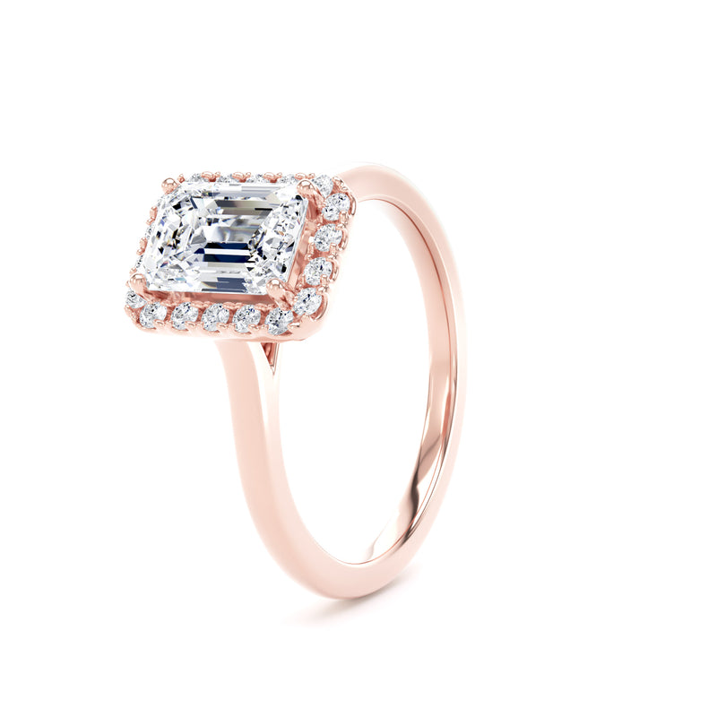 Halo Peekaboo Ring | Rose Gold, Emerald Diamond | EHP02 SME