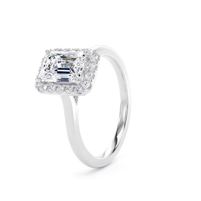 Halo Peekaboo Ring | Platinum, Emerald Diamond | EHP02 LGE