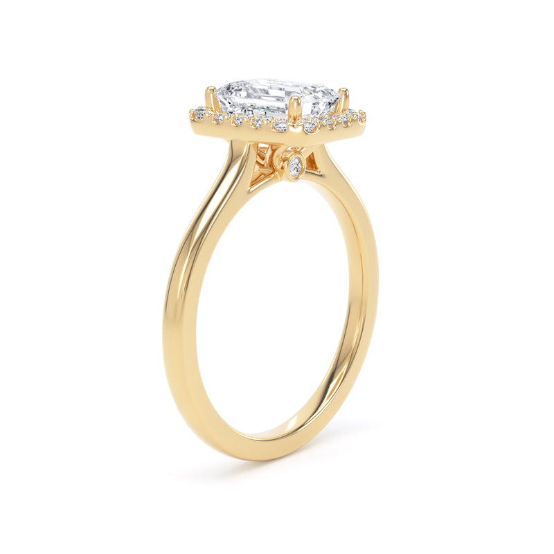 Halo Peekaboo Ring | Yellow Gold, Emerald Diamond | EHP02 LGE