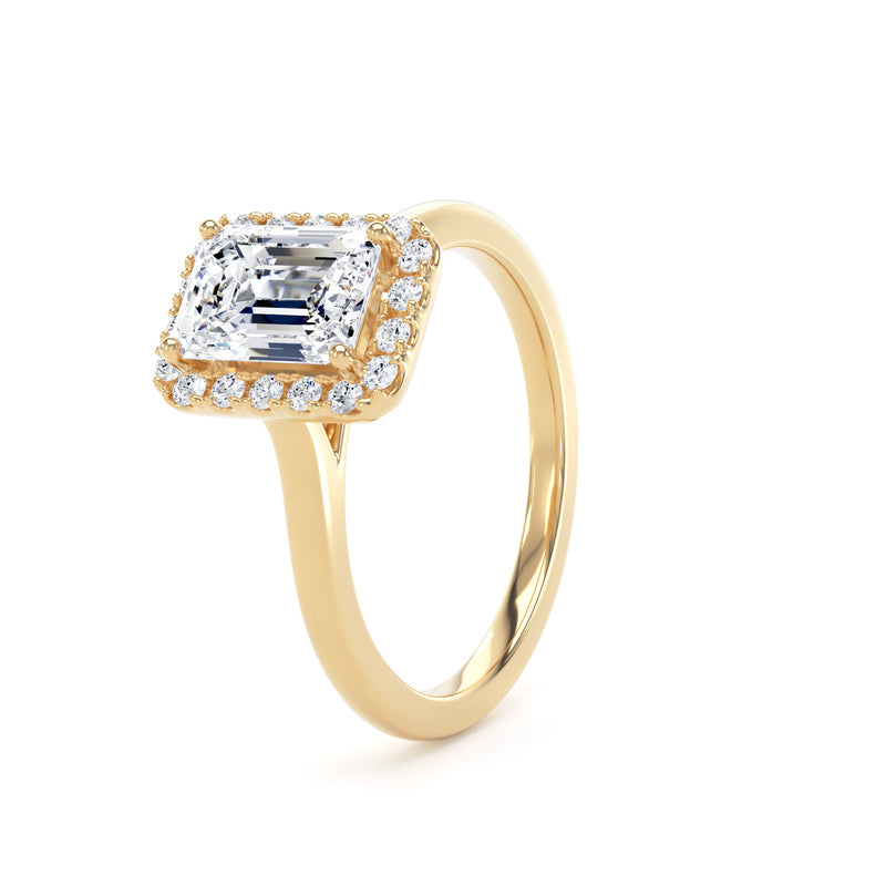 Halo Peekaboo Ring | Yellow Gold, Emerald Diamond | EHP02 LGE