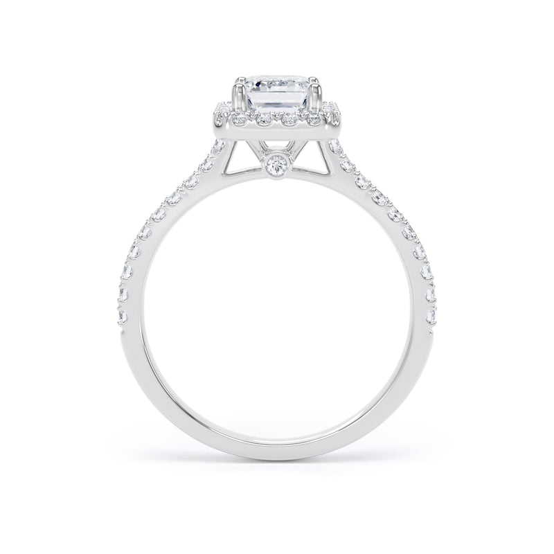 Halo Peekaboo Diamond Shoulder Ring | Platinum, Emerald Diamond | EHW03 SME