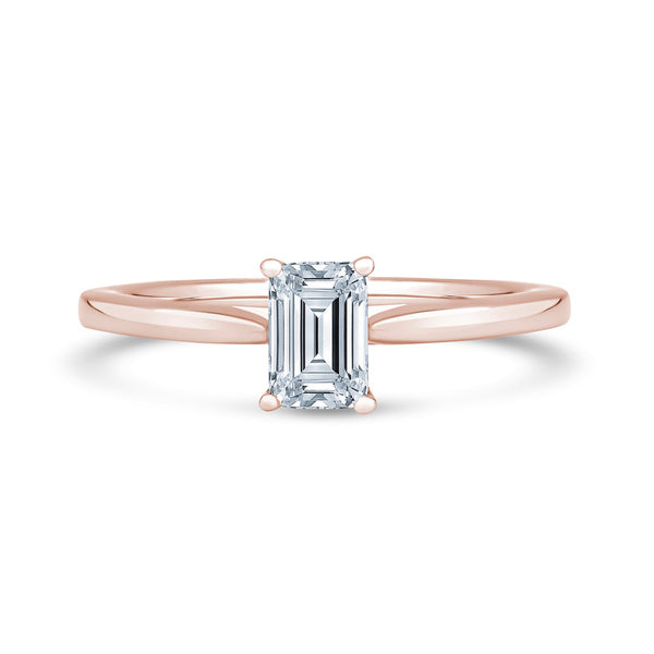 Emerald Cut Solitaire Rose Gold Ring | EPP01 LGE
