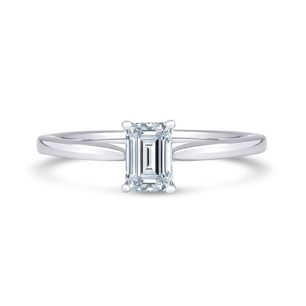 Emerald Cut Solitaire White Gold Ring | EPP01 SME