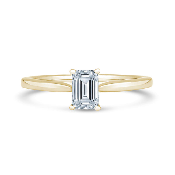Emerald Cut Solitaire Yellow Gold Ring | EPP01 LGE