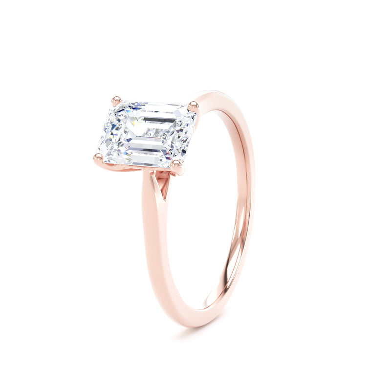 Emerald Cut Solitaire Rose Gold Ring | EPP01 LGE