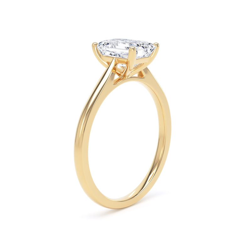 Emerald Cut Solitaire Yellow Gold Ring | EPP01 SME