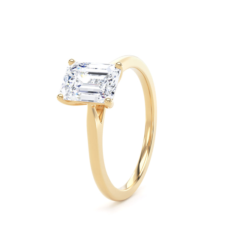 Emerald Cut Solitaire Yellow Gold Ring | EPP01 SME