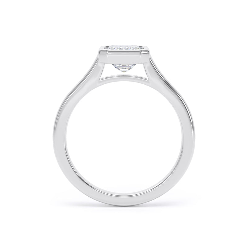 Emerald Diamond Platinum Ring, Bezel Solitaire | LGE EPP02