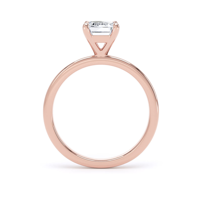 Emerald Diamond Rose Gold Ring, Floating Head Solitaire | LGE EPP03