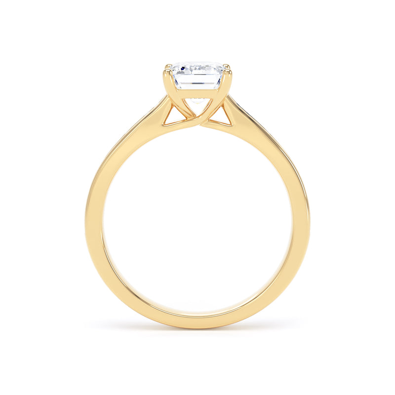 Emerald Cut Shoulder Set Yellow Gold Ring | ESC01 SME