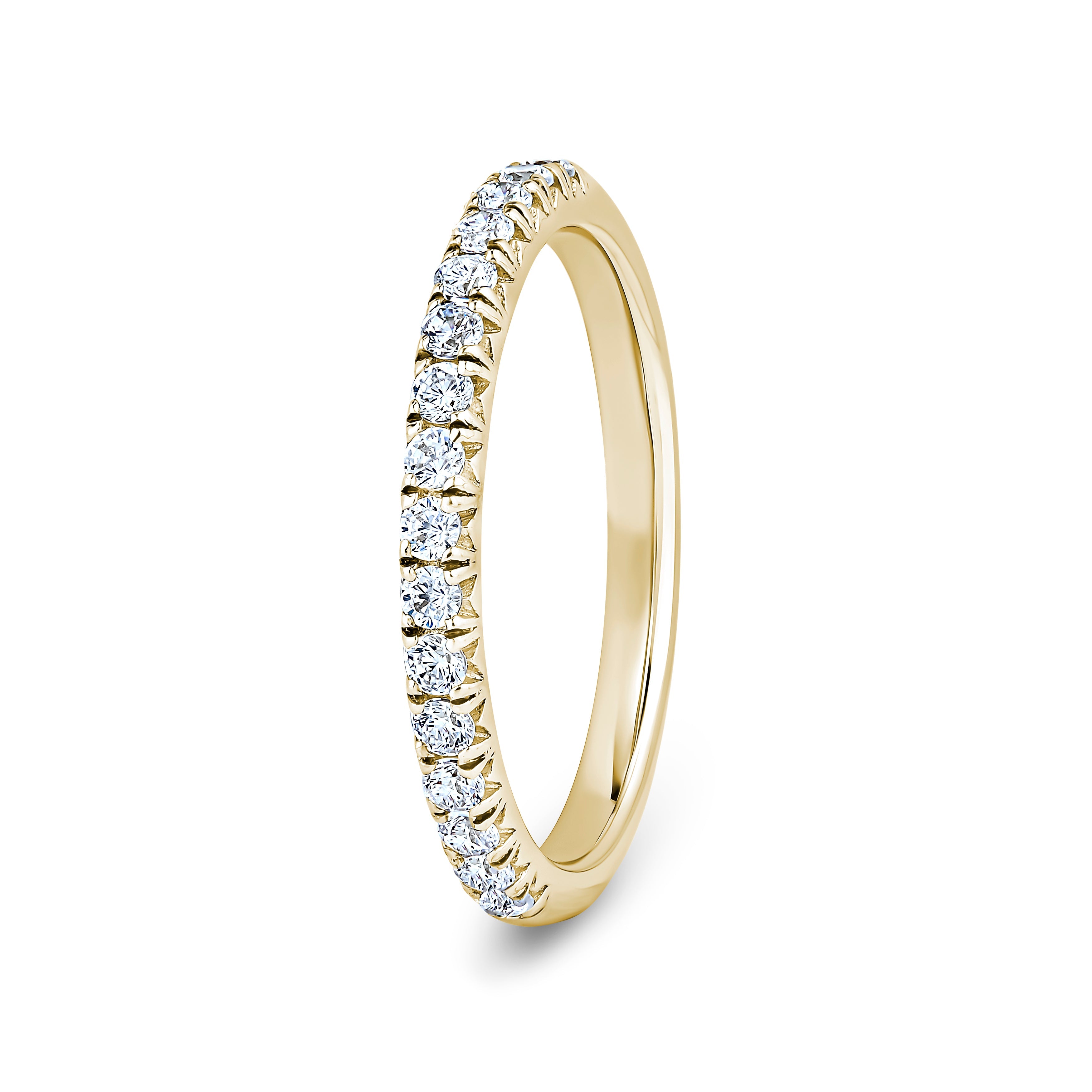 Round, Fishtail, Yellow Gold Half Set Eternity Ring