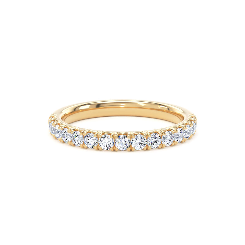 Round Diamond Yellow Gold Ring, Fishtail Set Half Eternity | ET1222