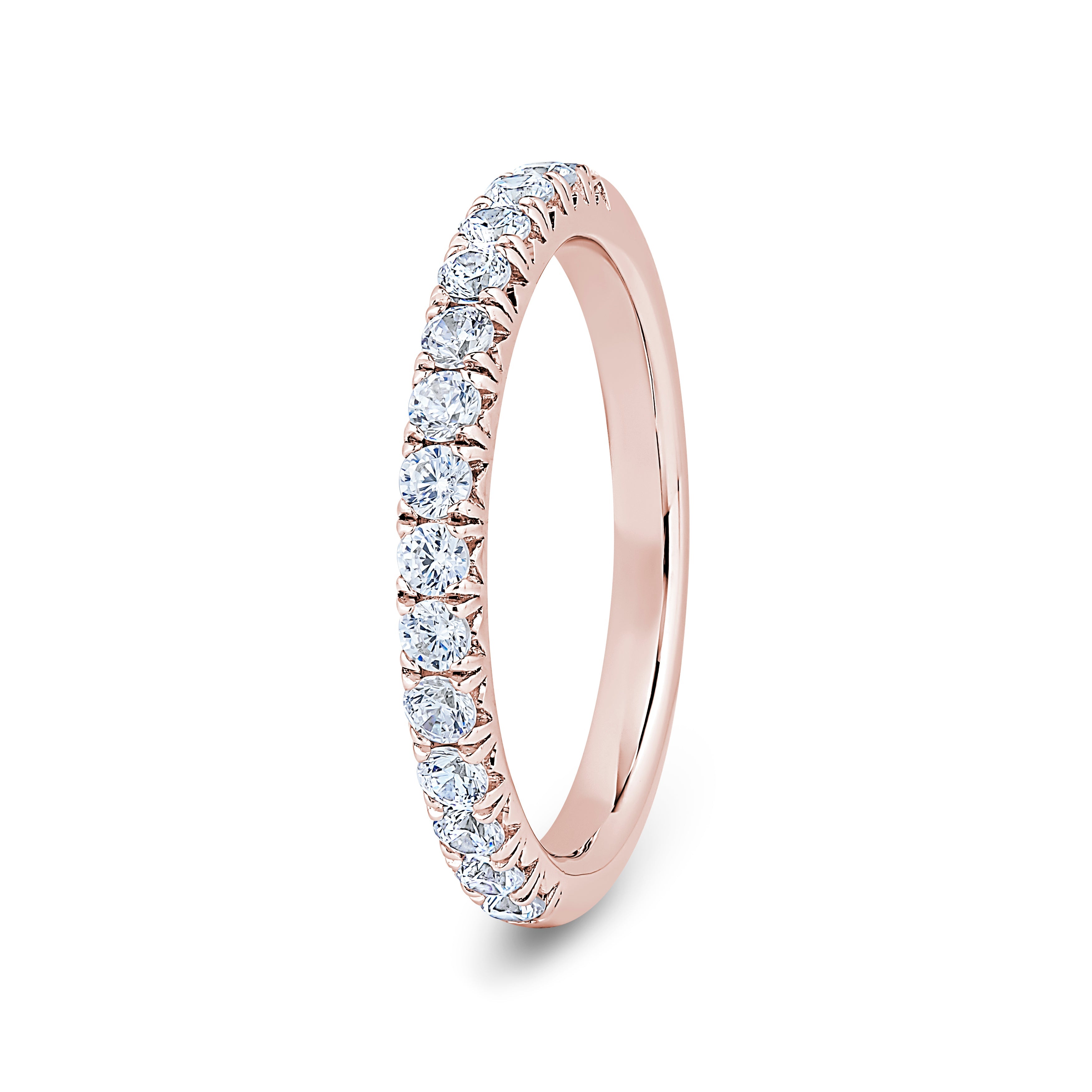 Round, Fishtail, Rose Gold Half Set Eternity Ring