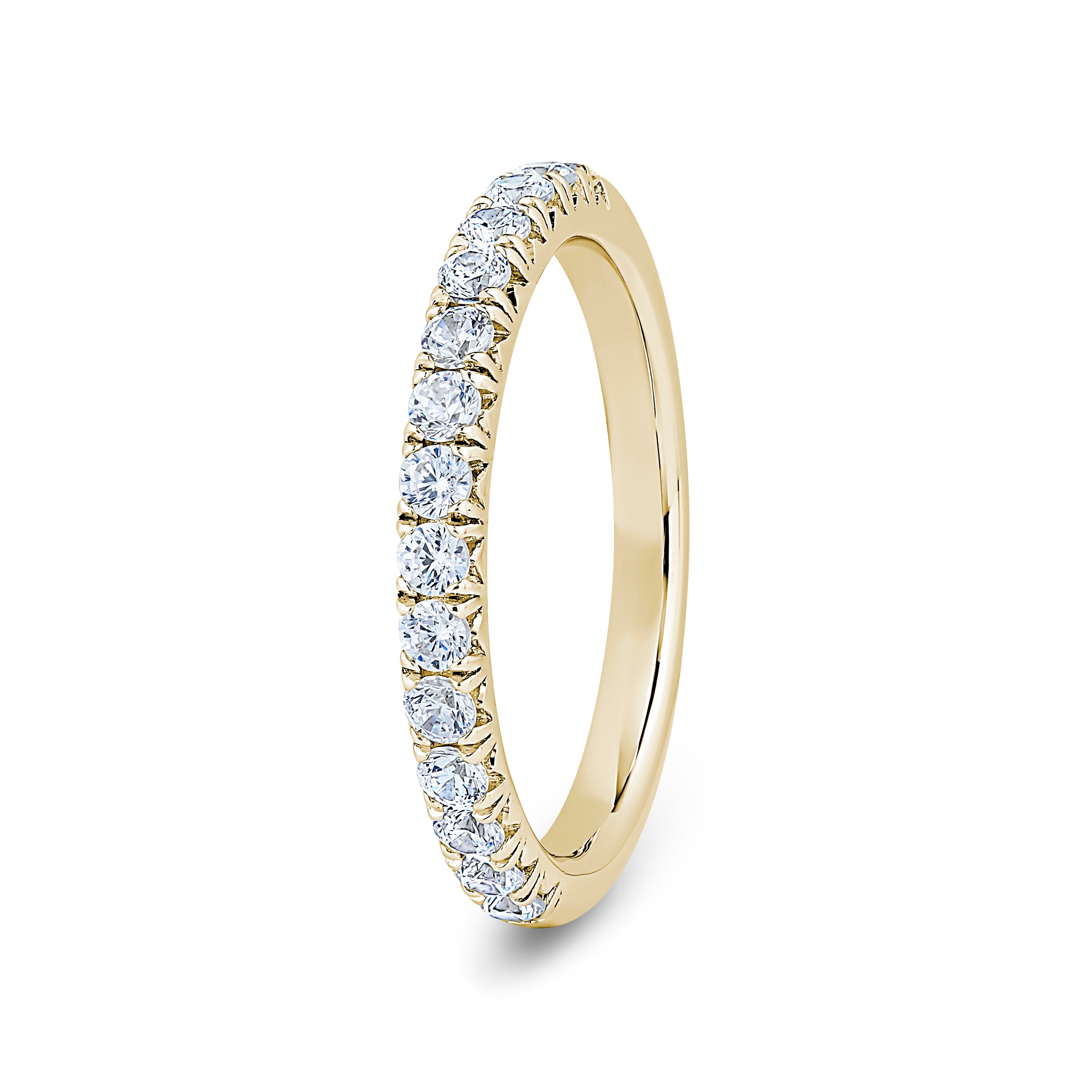 Round, Fishtail, Yellow Gold Half Set Eternity Ring