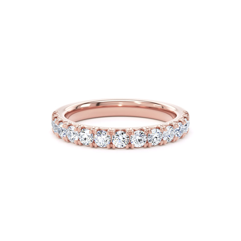 Round Diamond Rose Gold Ring, Fishtail Set Half Eternity | ET1222