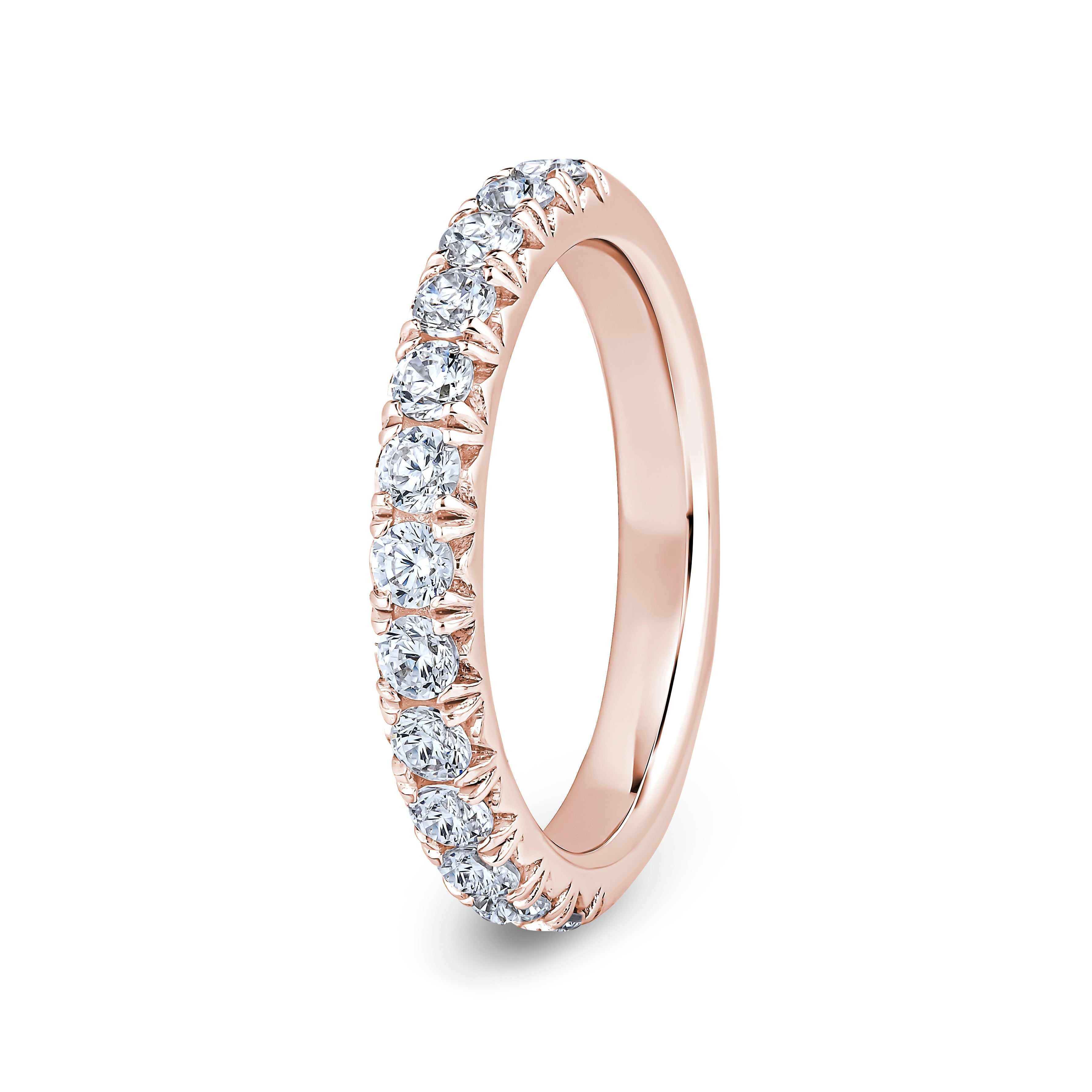 Round, Fishtail, Rose Gold Half Set Eternity Ring