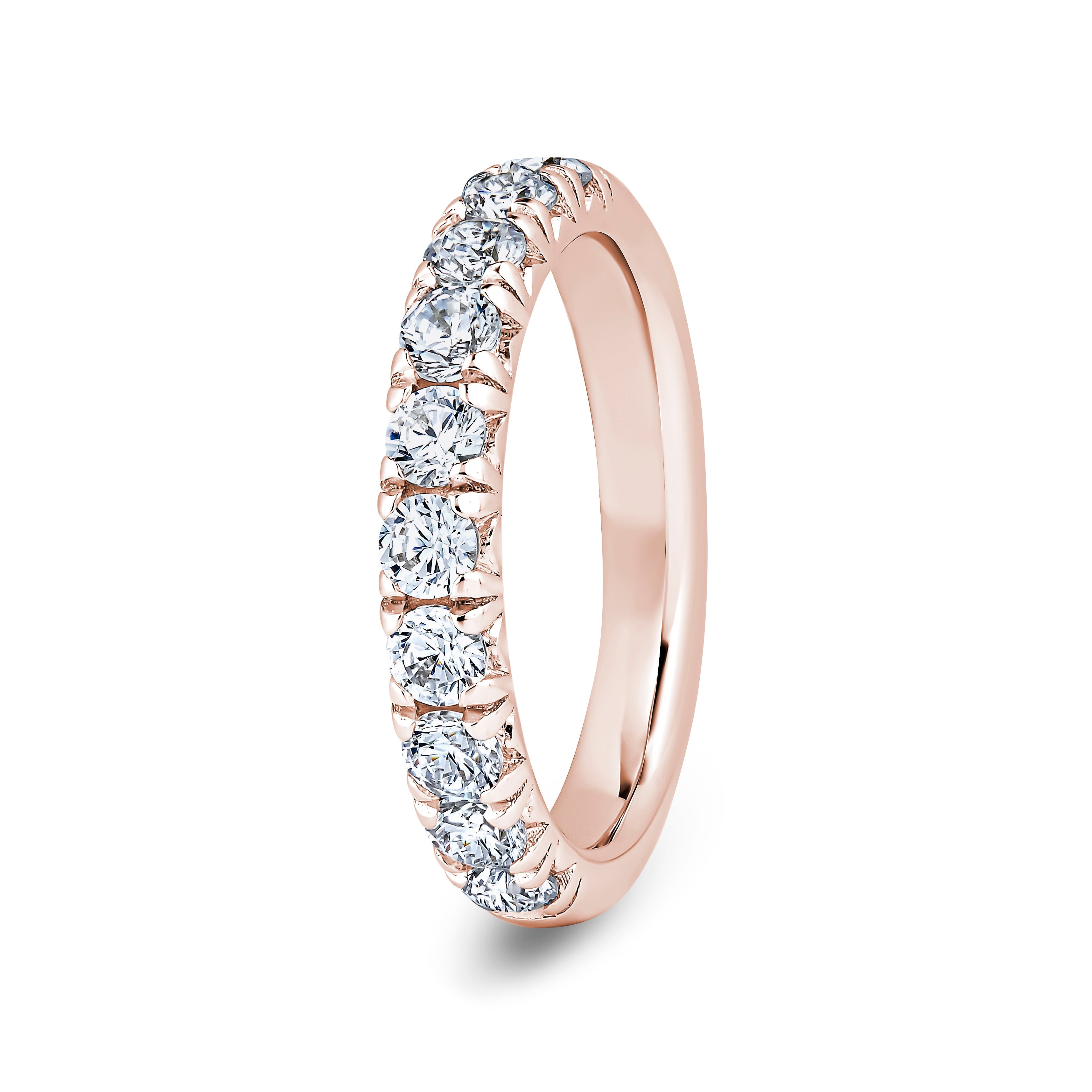 Round, Fishtail, Rose Gold Half Set Eternity Ring