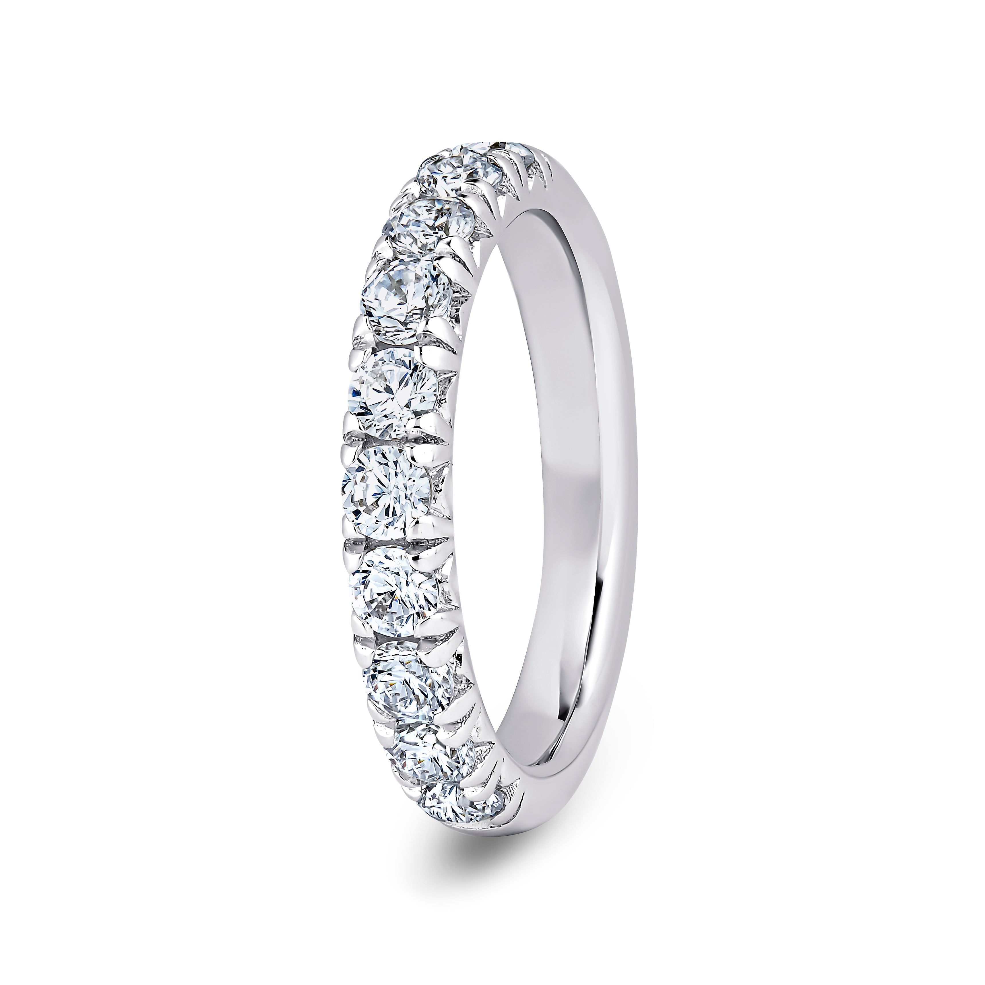 Round, Fishtail, Platinum Half Set Eternity Ring