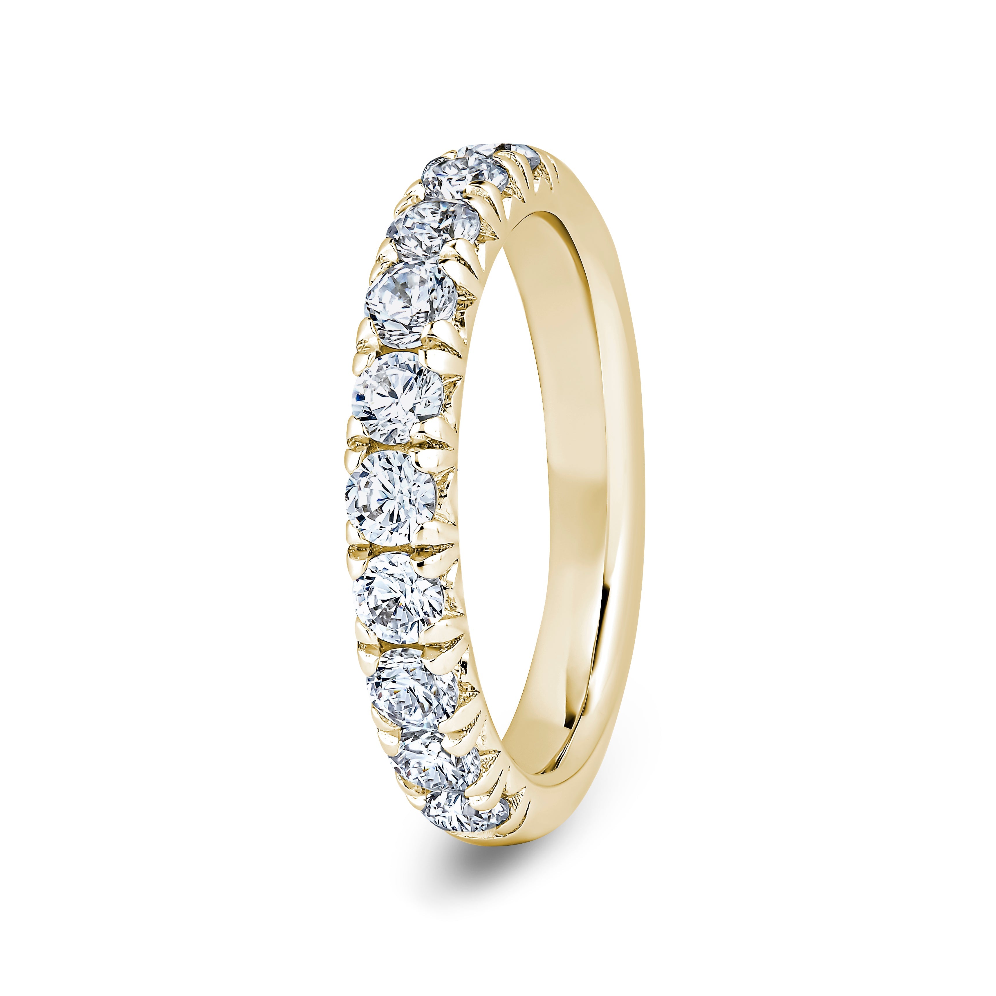 Round, Fishtail, Yellow Gold Half Set Eternity Ring