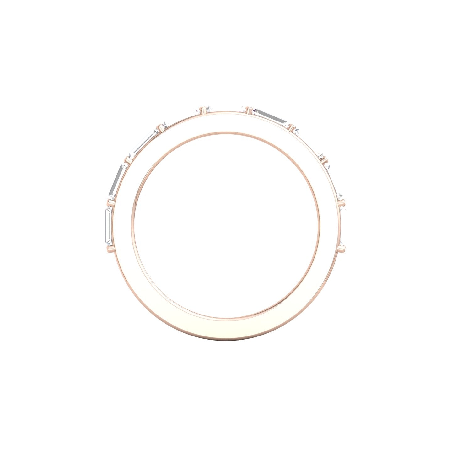 Baguette Cut Diamond, Claw Set, Rose Gold Half Eternity Ring