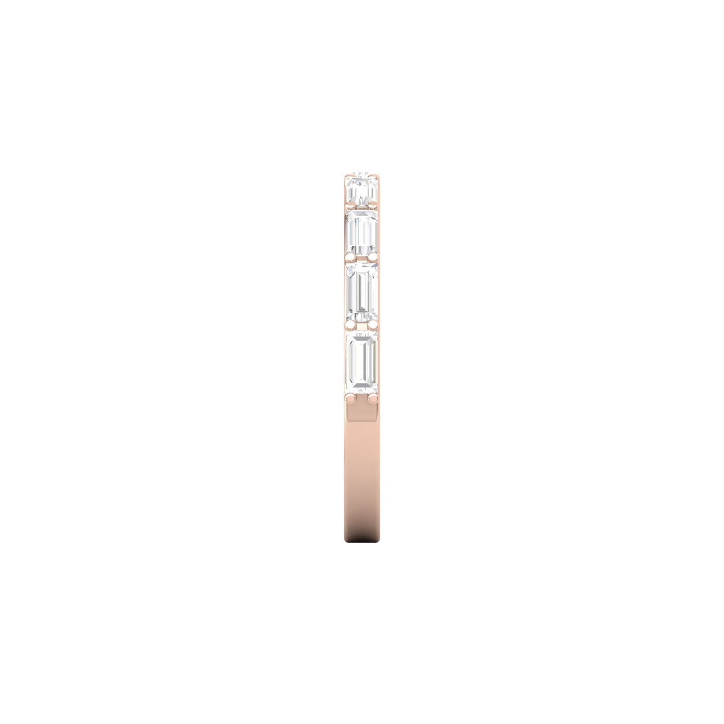 Baguette Cut Diamond, Claw Set, Rose Gold Half Eternity Ring