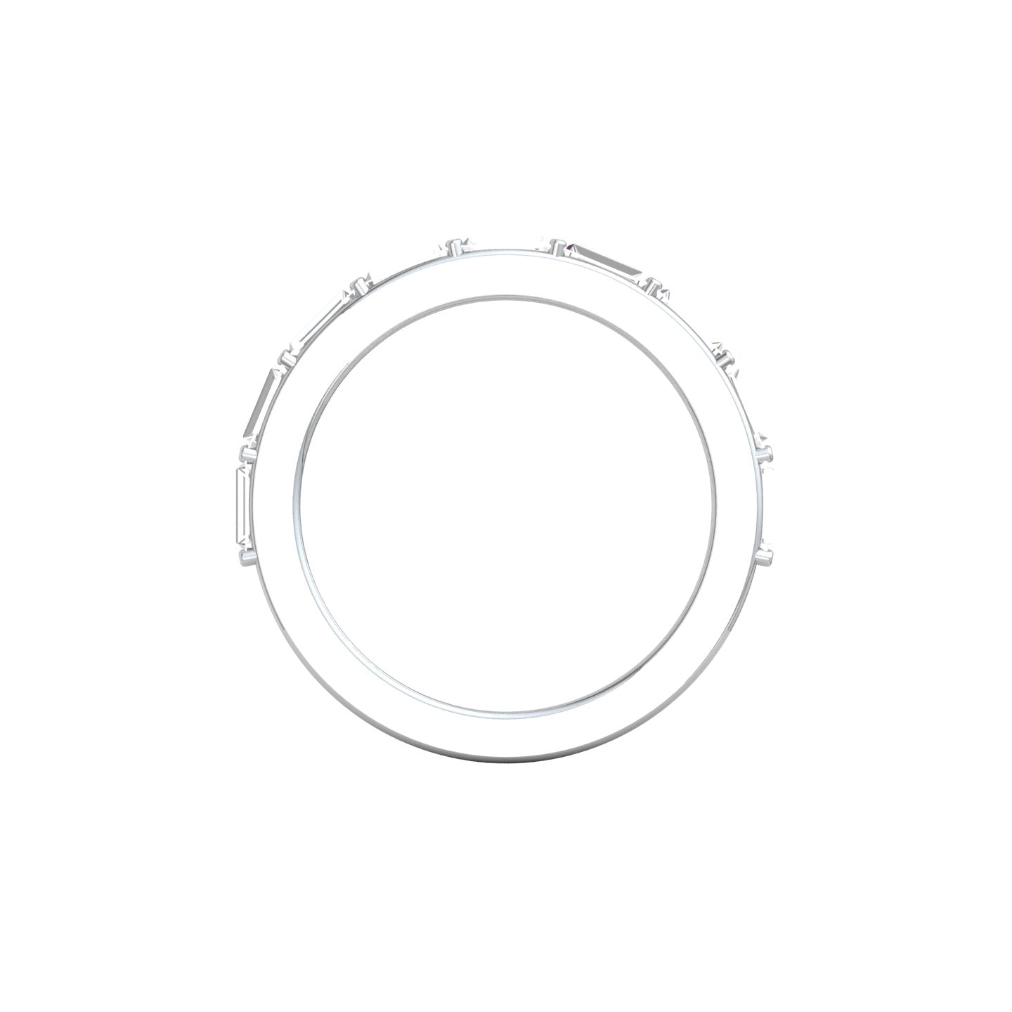 Baguette Cut Diamond, Claw Set, Platinum Half Eternity Ring
