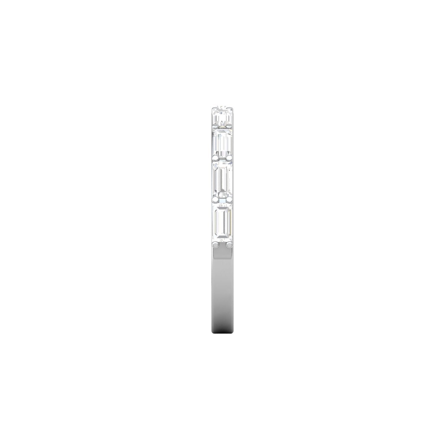 Baguette Cut Diamond, Claw Set, White Gold Half Eternity Ring