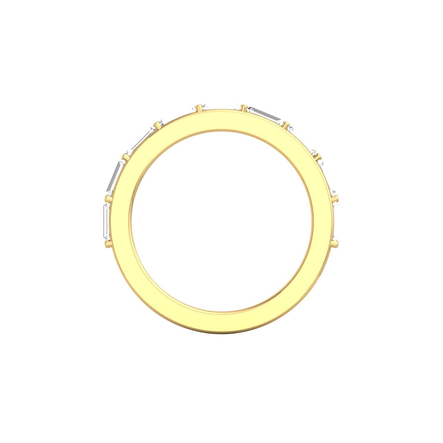 Baguette Cut Diamond, Claw Set, Yellow Gold Half Eternity Ring