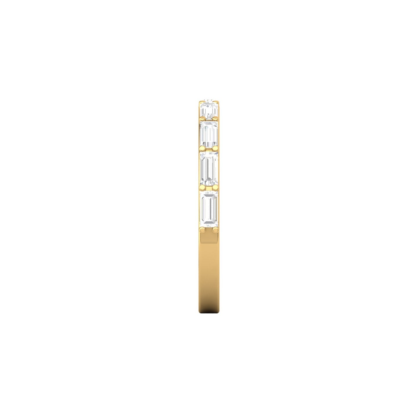 Baguette Cut Diamond, Claw Set, Yellow Gold Half Eternity Ring