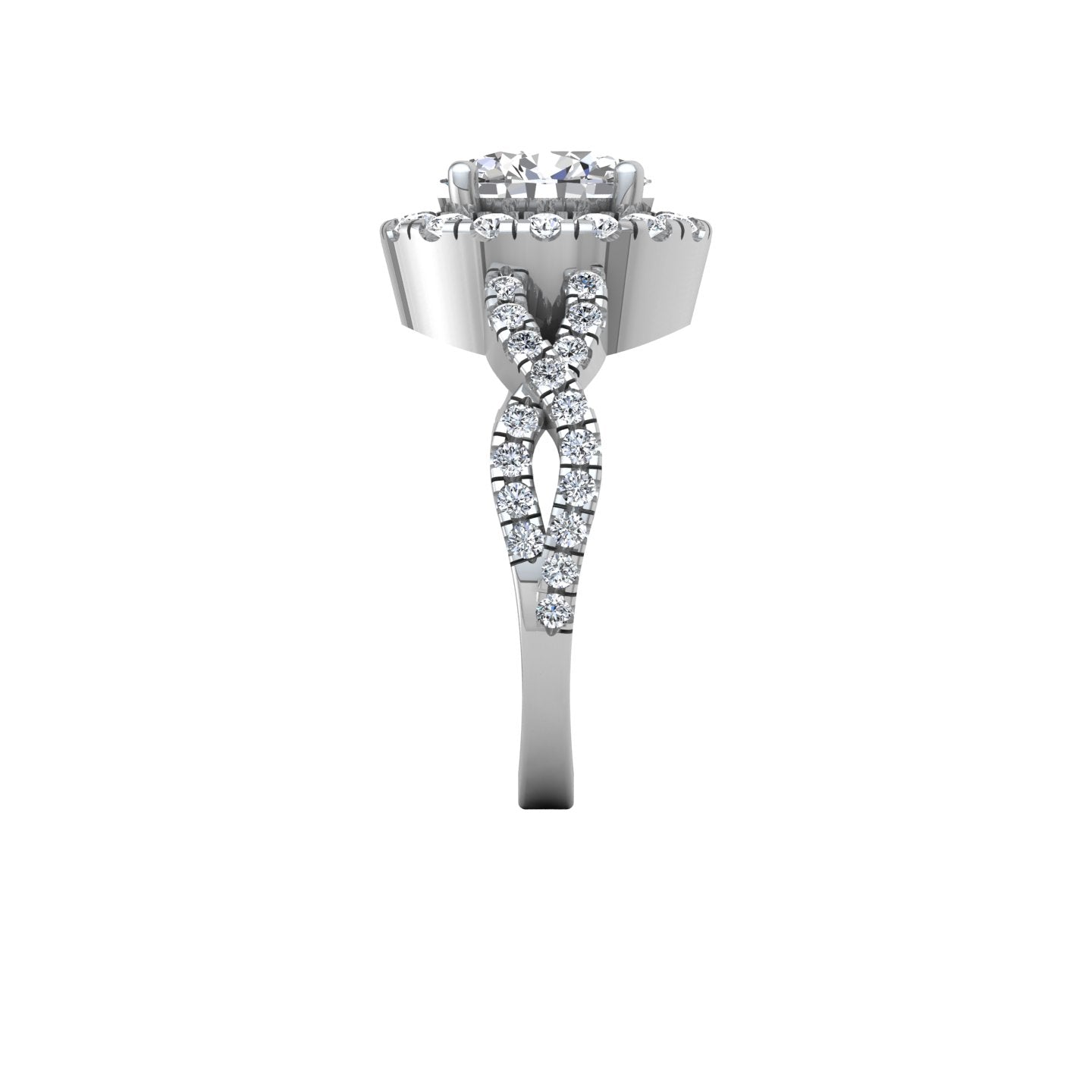 Twisted Band Halo Ring, Round Diamond, Platinum | LGR