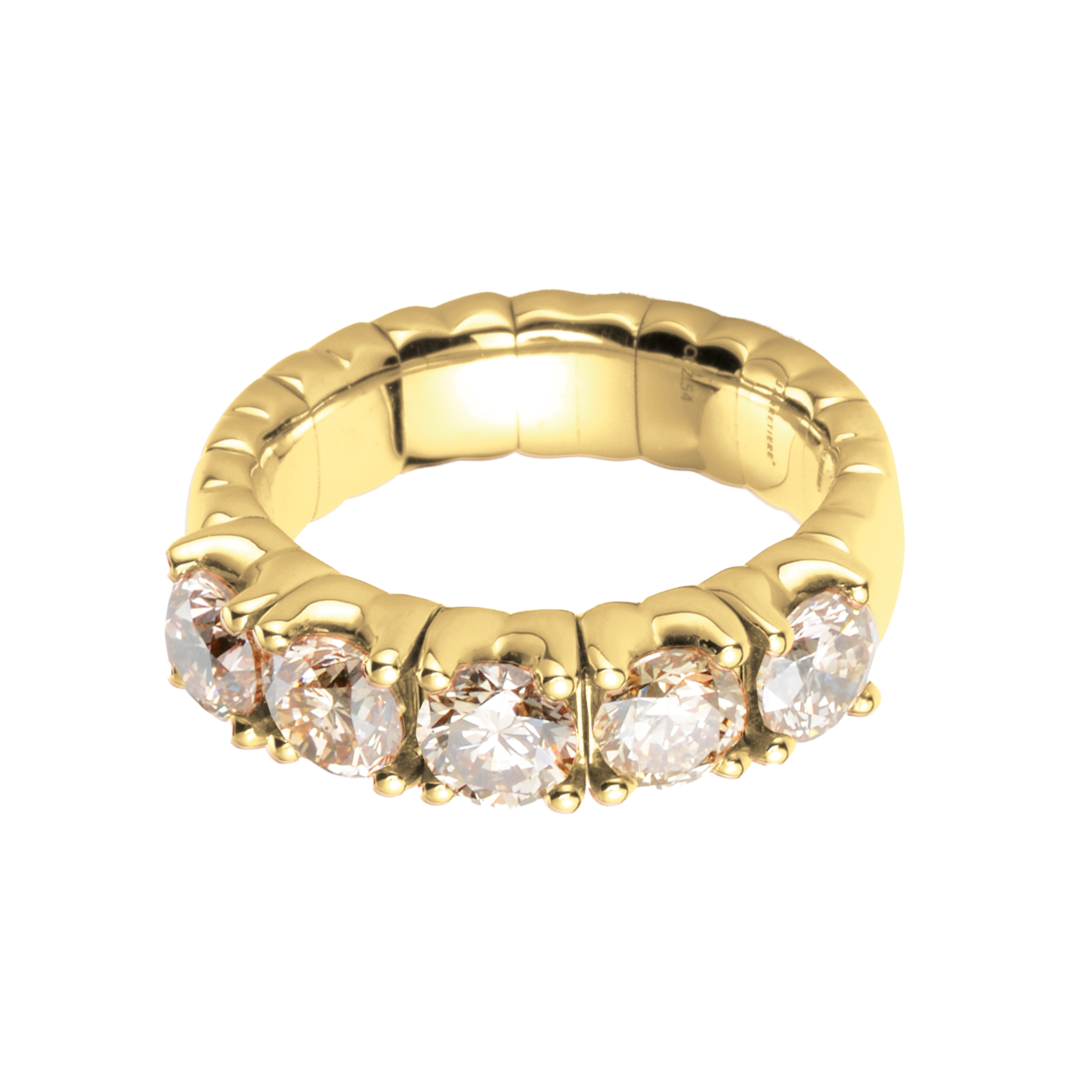 FLEX 5 Stone Ring - Yellow Gold & Champaign Diamonds