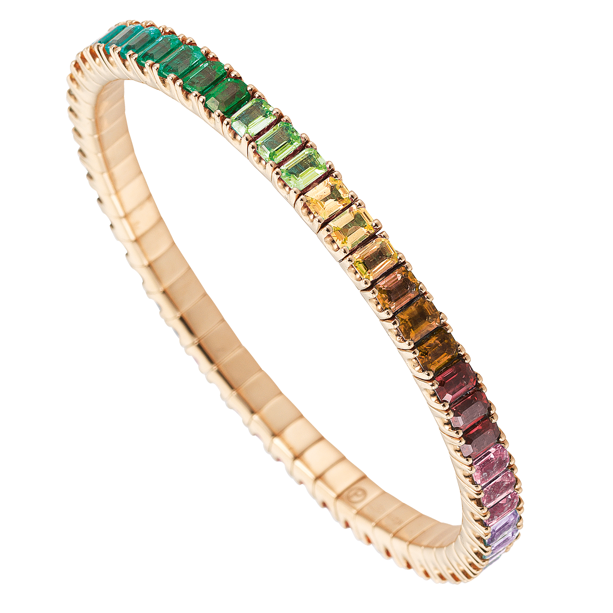 FLEX Tennis Rainbow Bracelet - Rose Gold & Emerald Cut Sapphires
