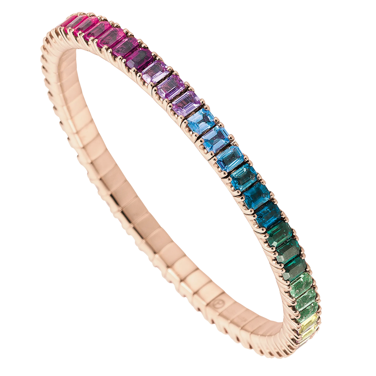 Bracelet with multicolored gemstones on a white background