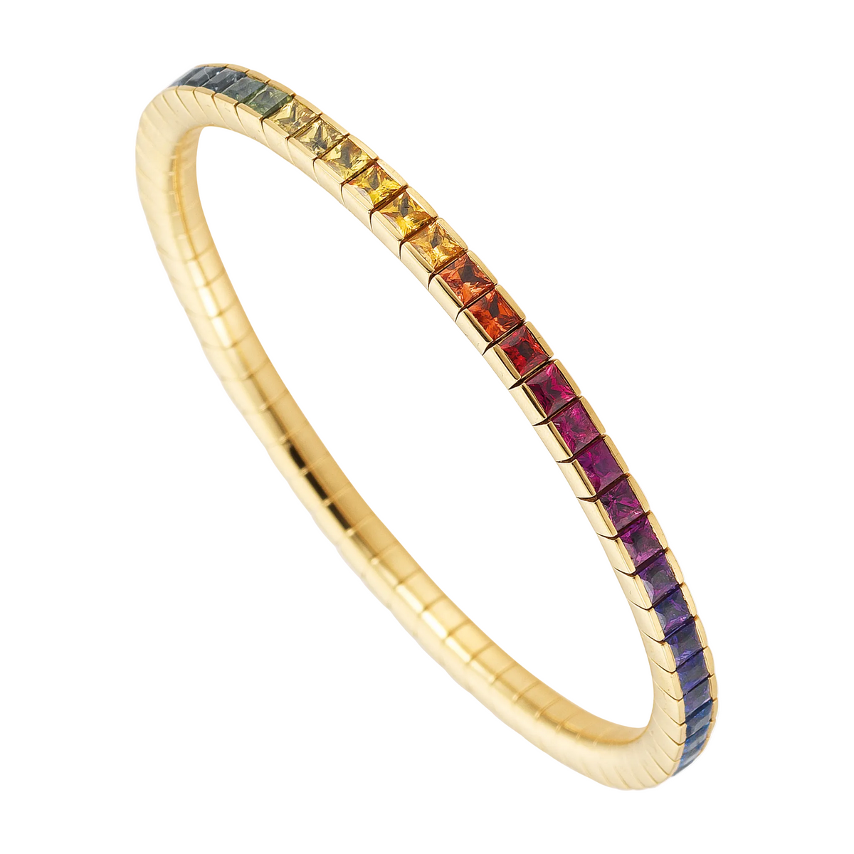 FLEX Rainbow Tennis Bracelet | Princess Cut Sapphires