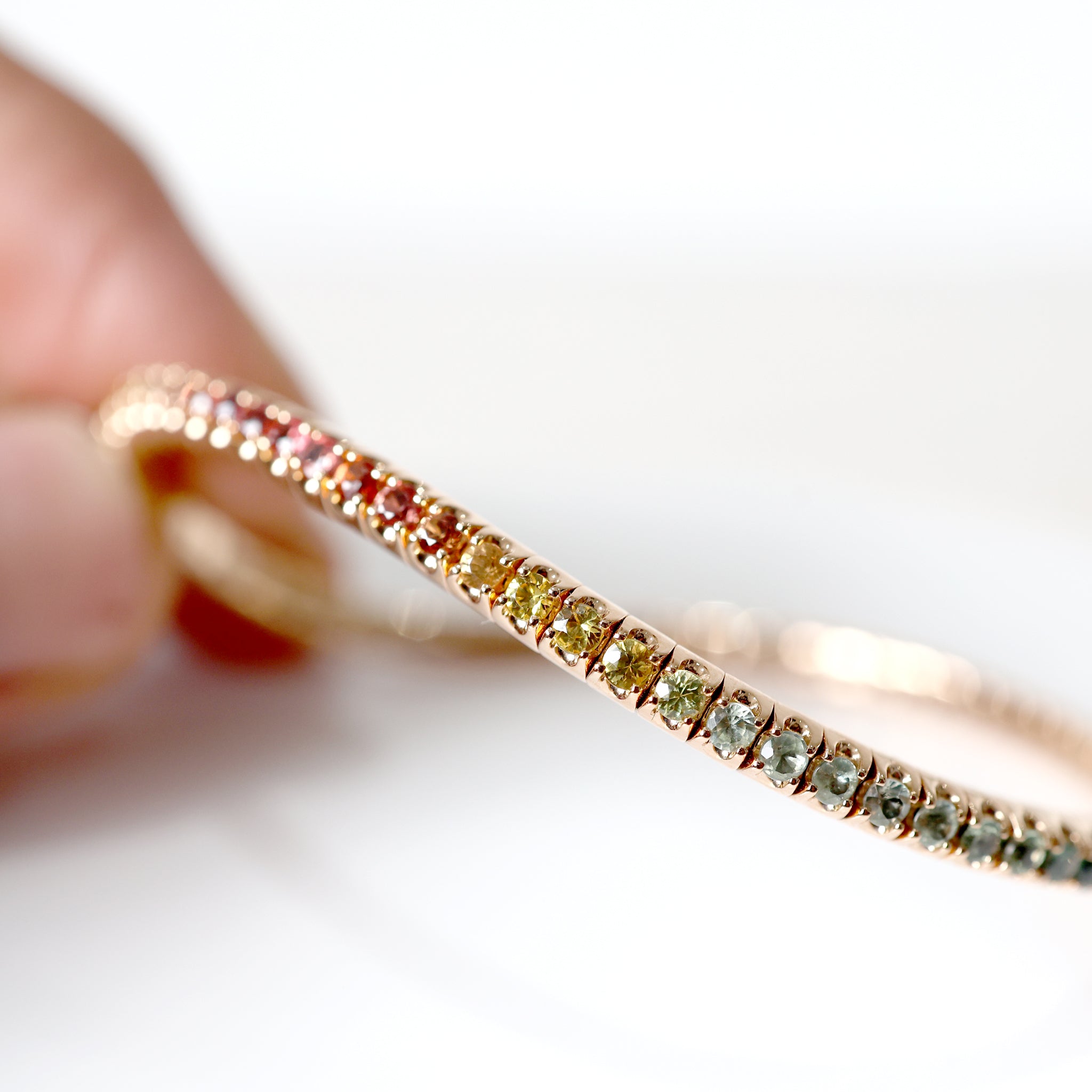 FLEX Tennis Rainbow Bracelet - White Gold & Princess Cut Sapphires