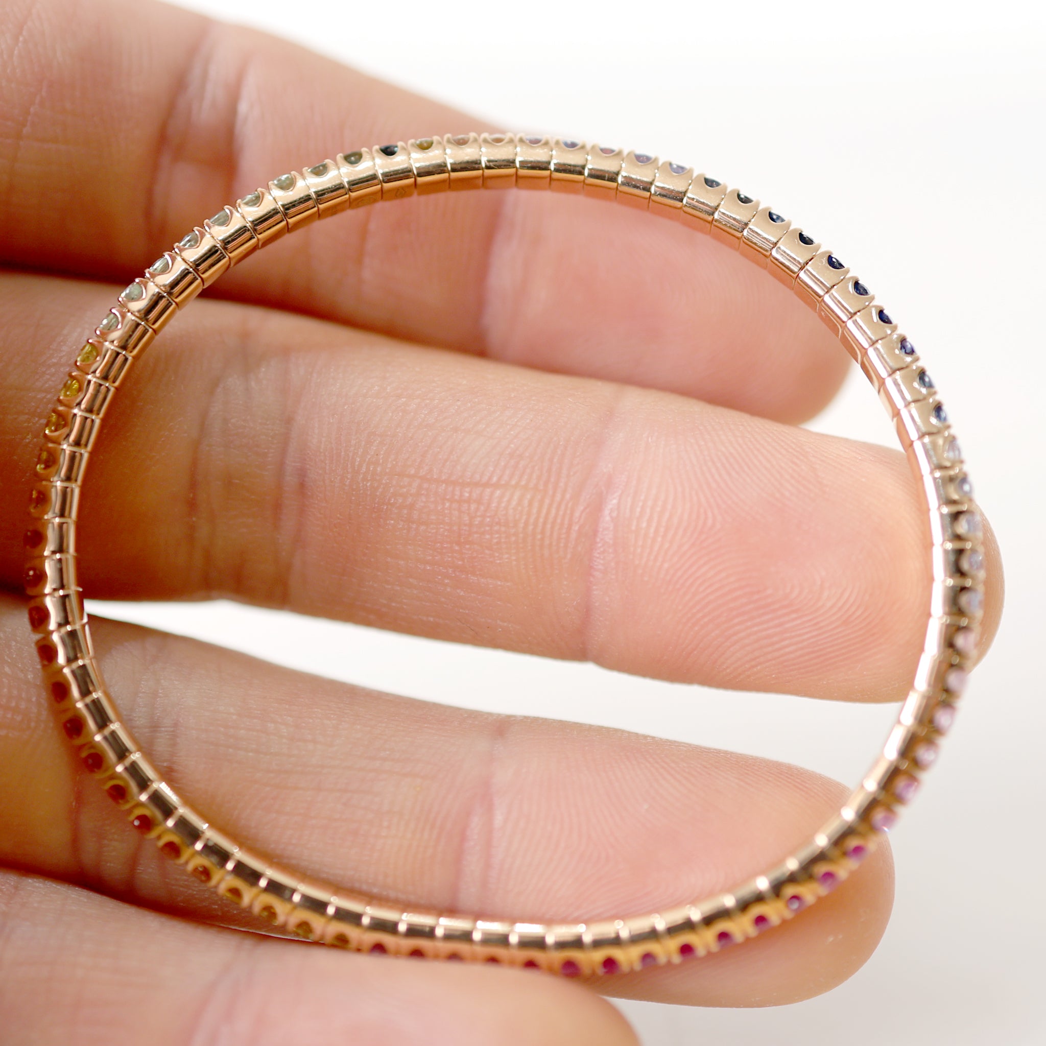 FLEX Tennis Rainbow Bracelet - White Gold & Princess Cut Sapphires
