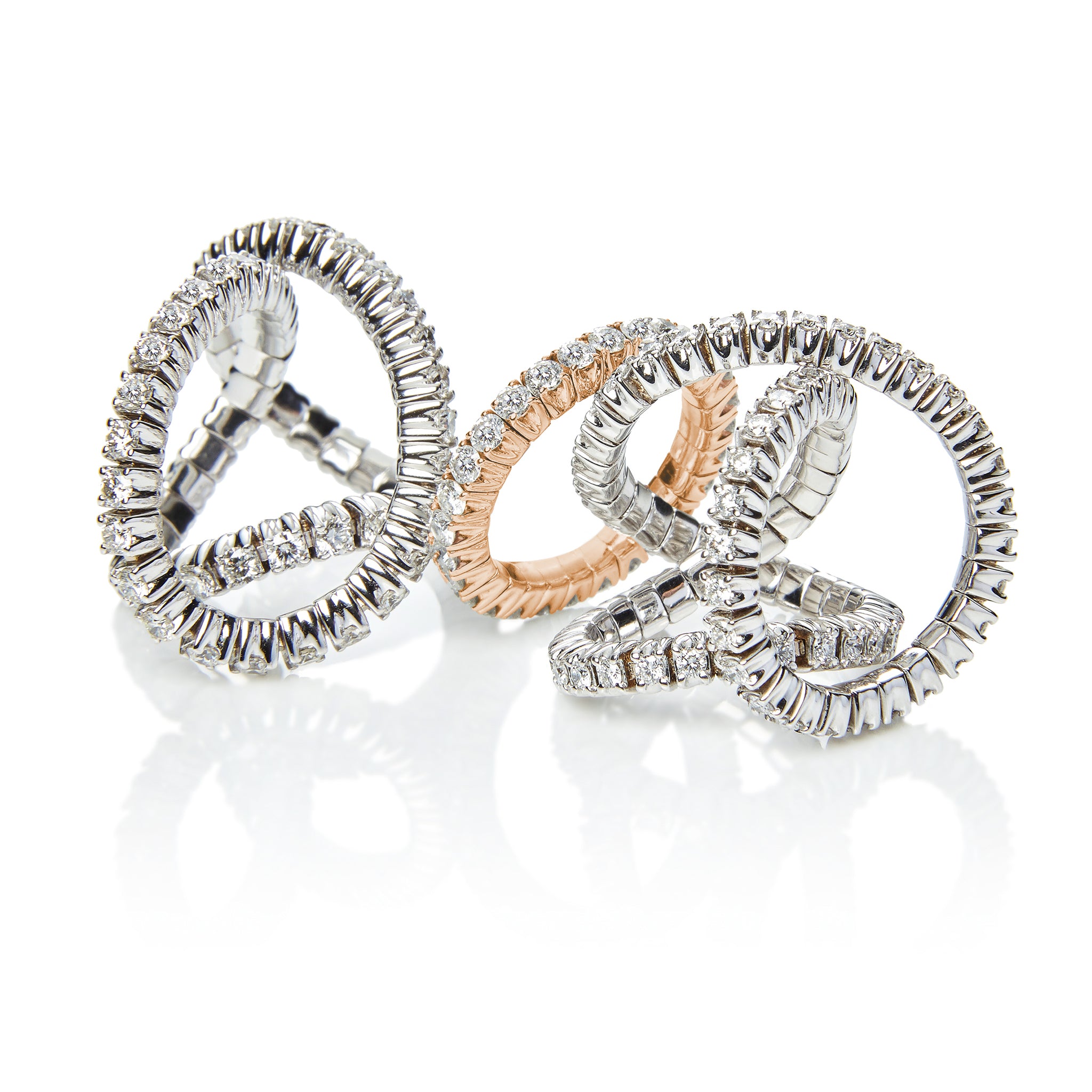 FLEX Tennis Bracelet - White Gold & Round Champaign Diamonds