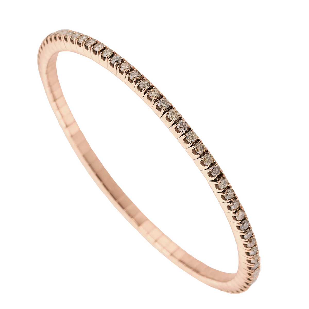 Rose gold ring with small diamonds on a white background