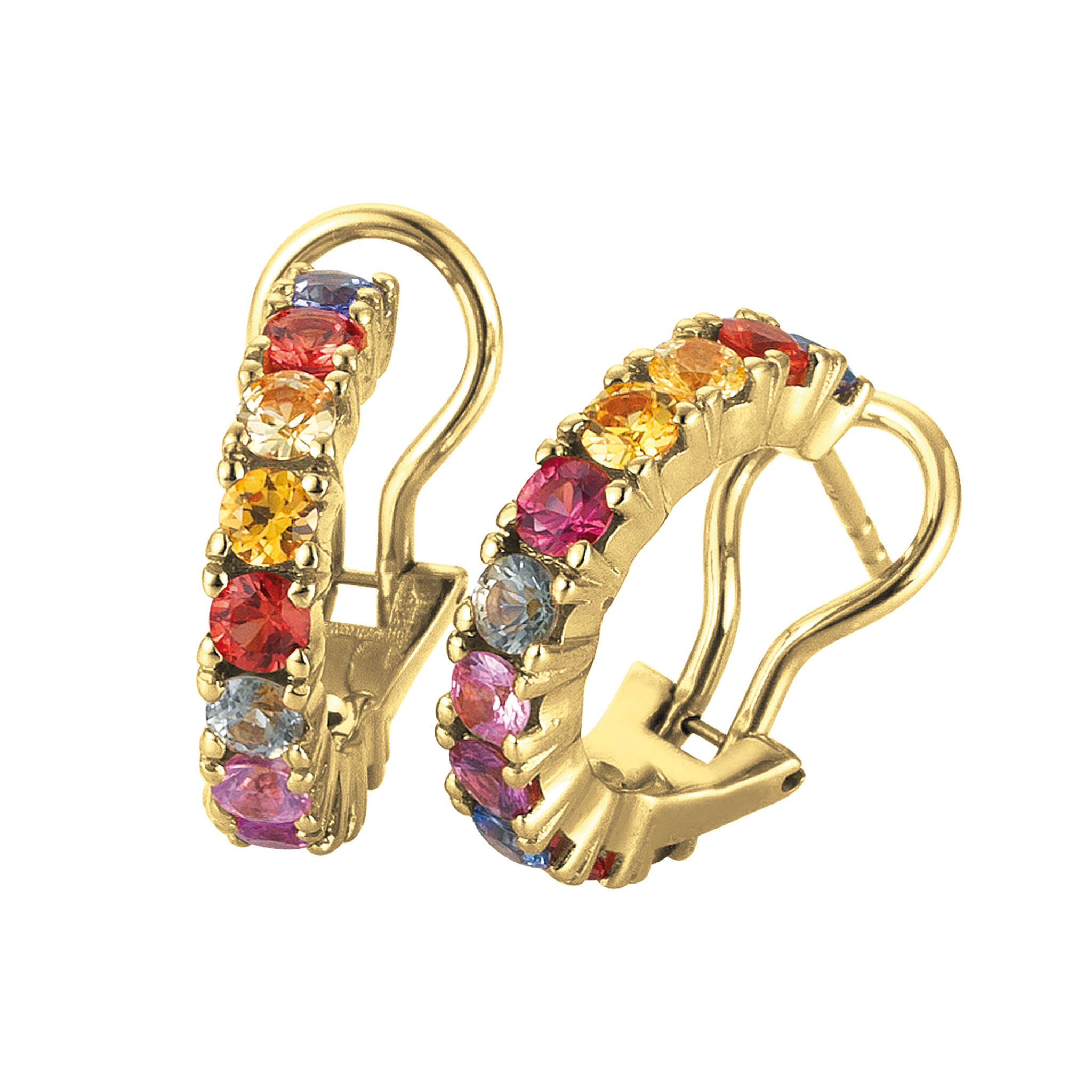 FLEX Multi Colour Earrings | Yellow Gold & Sapphires
