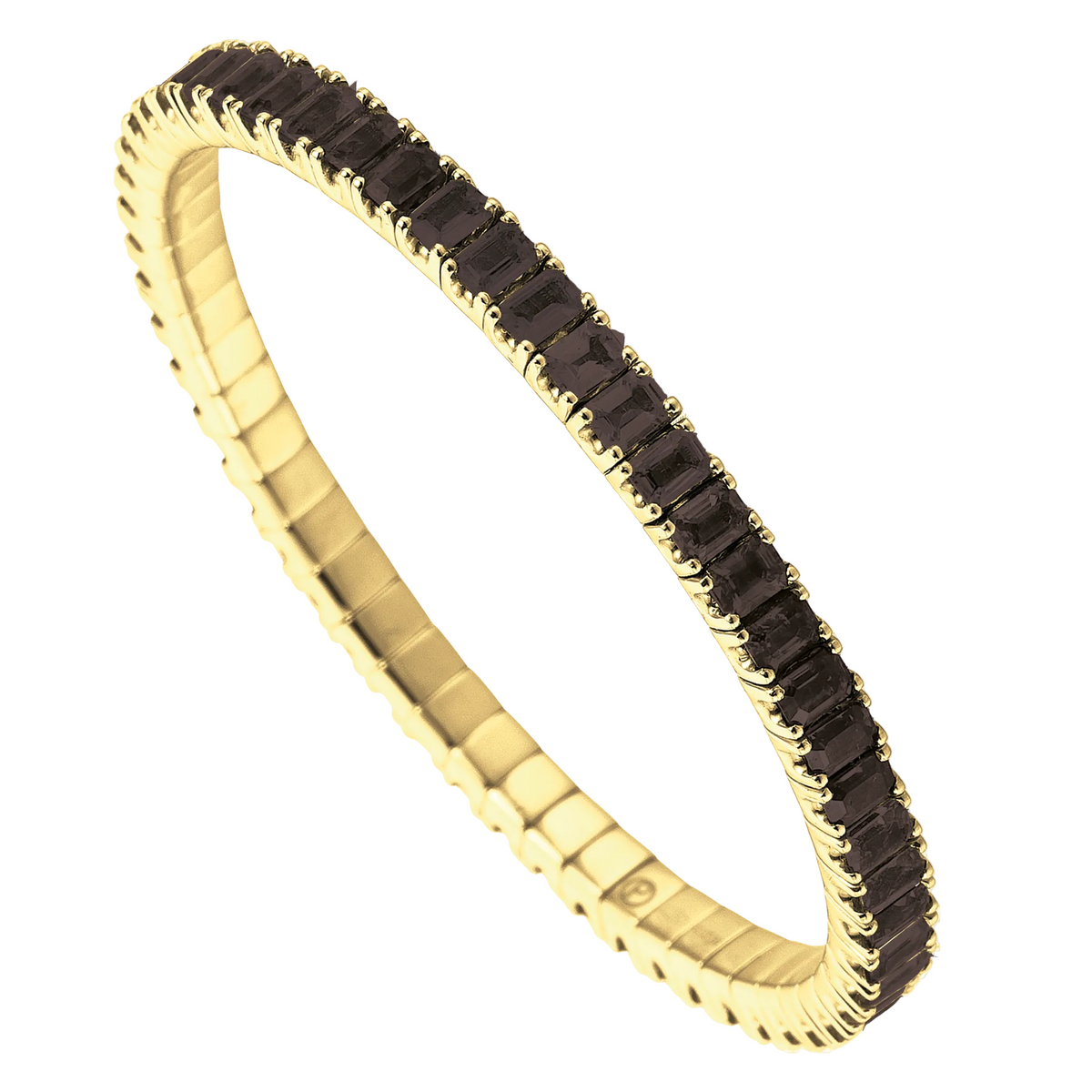 Gold and black bracelet on a white background